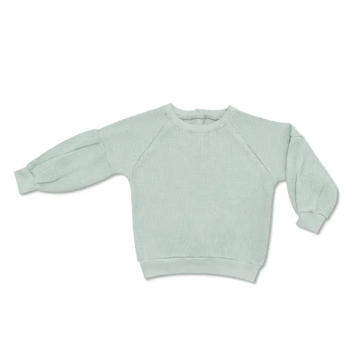 MAY WAFFLE BALLOON SLEEVE SWEATSHIRT