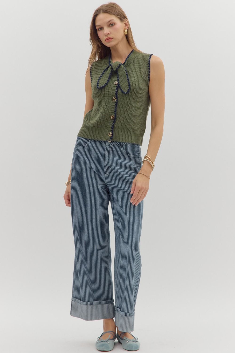 SOFIA SWEATER VEST-OLIVE
